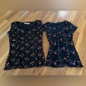 Floral Black Tops Set